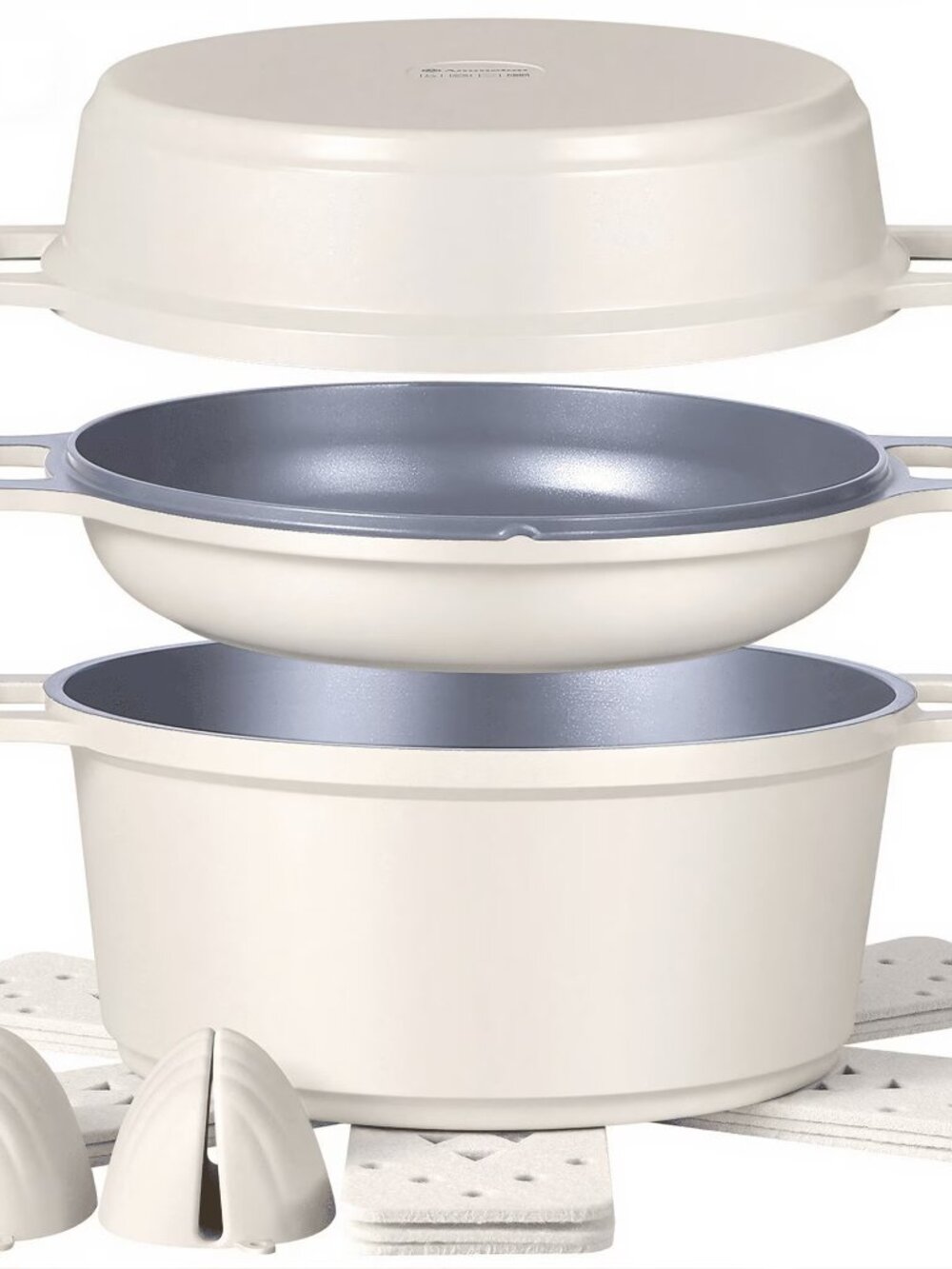8-Piece Non Stick Stock Pot with Lid, Ceramic Cooking Pot Set, 4.5 Qt All-in-One